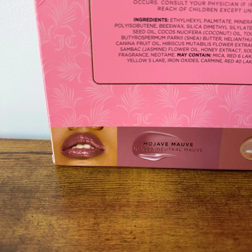 New Juicy Couture 2 Pck Lip Gloss Keychain Makeup Cosmetic Mango Vanilla Jojoba